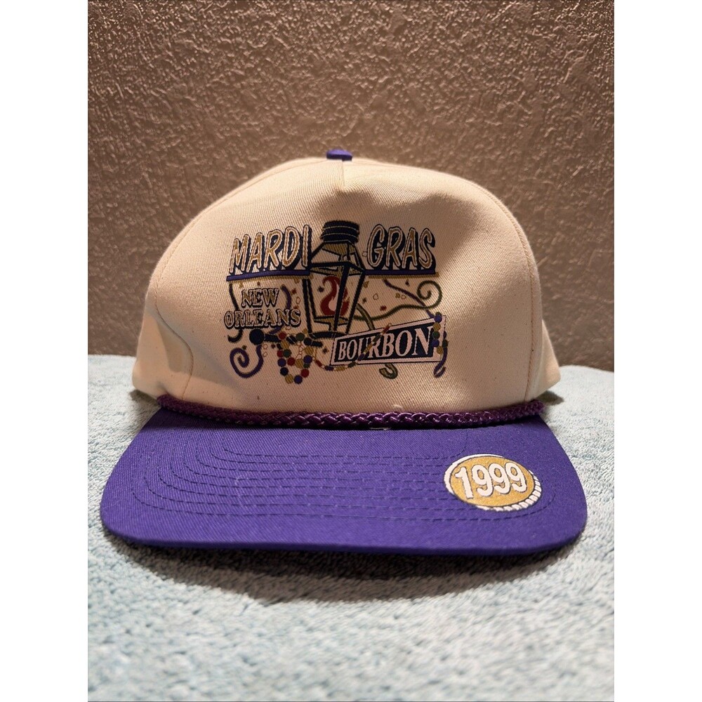 Vintage 1999 Mardi Gras New Orleans Strapback Cap Purple Canvas